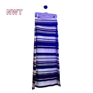 WHITE HOUSE BLACK MARKET Striped Knit Convertible Maxi Skirt Blk Wht Peach NWT